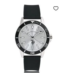 NEW US POLO MENS black and silver analog watch